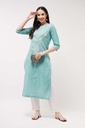 Chambray Quarter Sleeve Embroidered Kurta