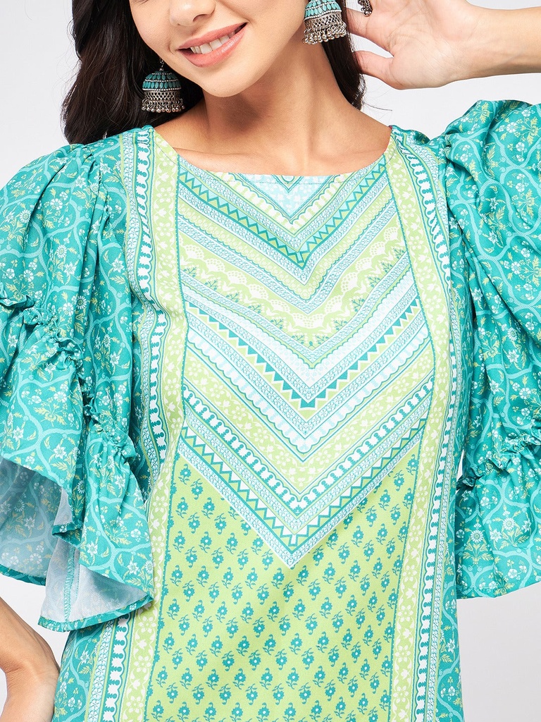 Jaipur Haat Flared Sleeve Placement Kurta