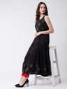 Printed and Embroidered Sleeveless Tiered Kurta