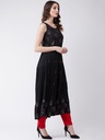 Printed and Embroidered Sleeveless Tiered Kurta