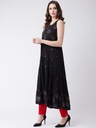 Printed and Embroidered Sleeveless Tiered Kurta