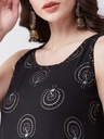 Printed and Embroidered Sleeveless Tiered Kurta