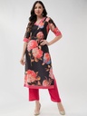 Wedding Floral Digital Print V-Neck Kurta