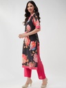 Wedding Floral Digital Print V-Neck Kurta