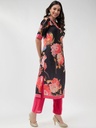 Wedding Floral Digital Print V-Neck Kurta