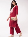 Embroidered Neck-Patch Panelled Festive Kurta With Laces