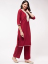 Embroidered Neck-Patch Panelled Festive Kurta With Laces