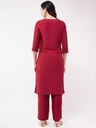Embroidered Neck-Patch Panelled Festive Kurta With Laces
