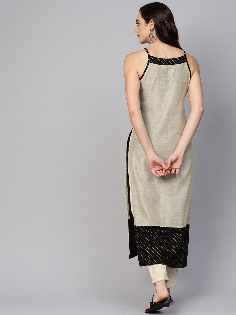 Strappy Off-White Print Kurta