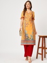 Digital Print Laced V-Neck Wedding Kurta