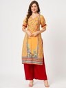 Digital Print Laced V-Neck Wedding Kurta