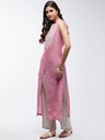 Chambray Sleeveless Embroidered Kurta
