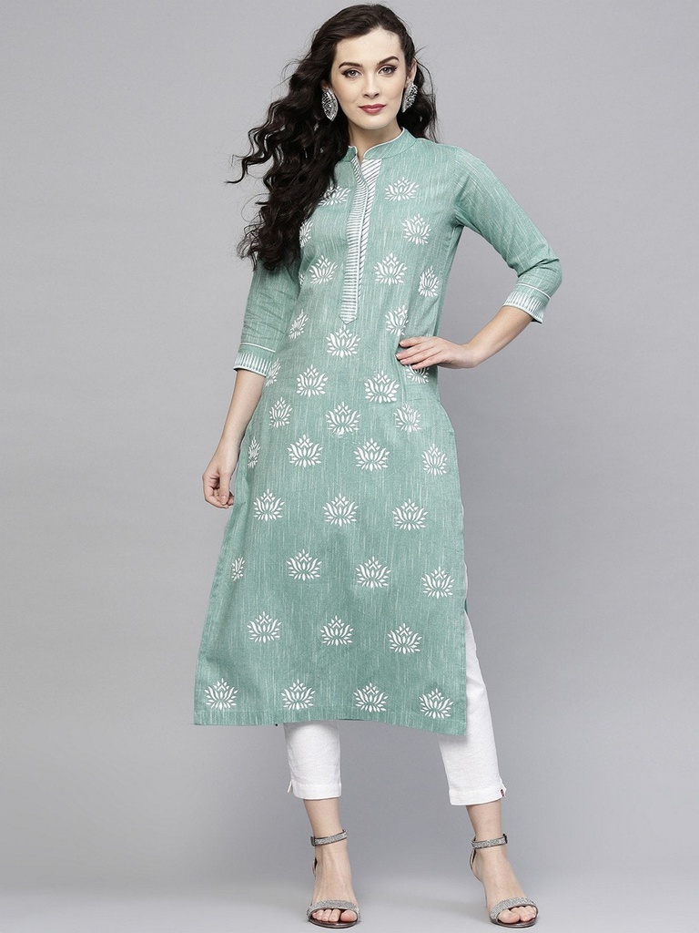 Green Lotus Chambray Kurta