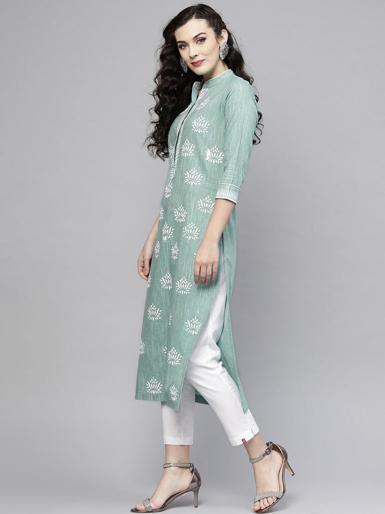 Green Lotus Chambray Kurta