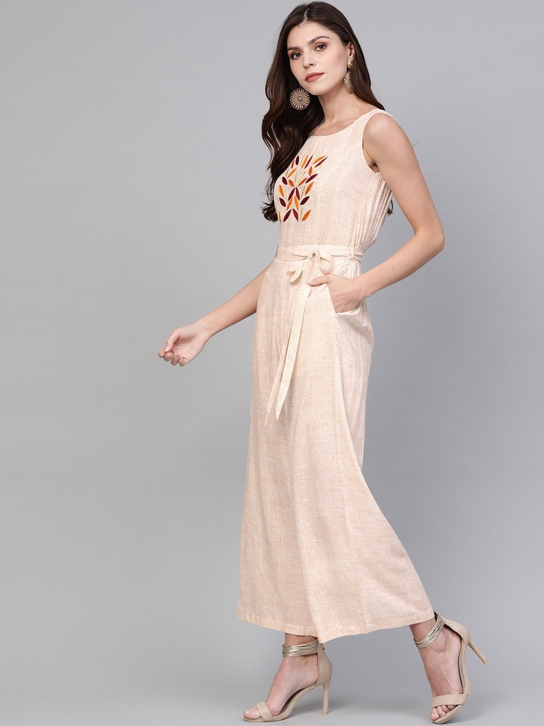 Embroidered Elegance Allover Printed Jumpsuit