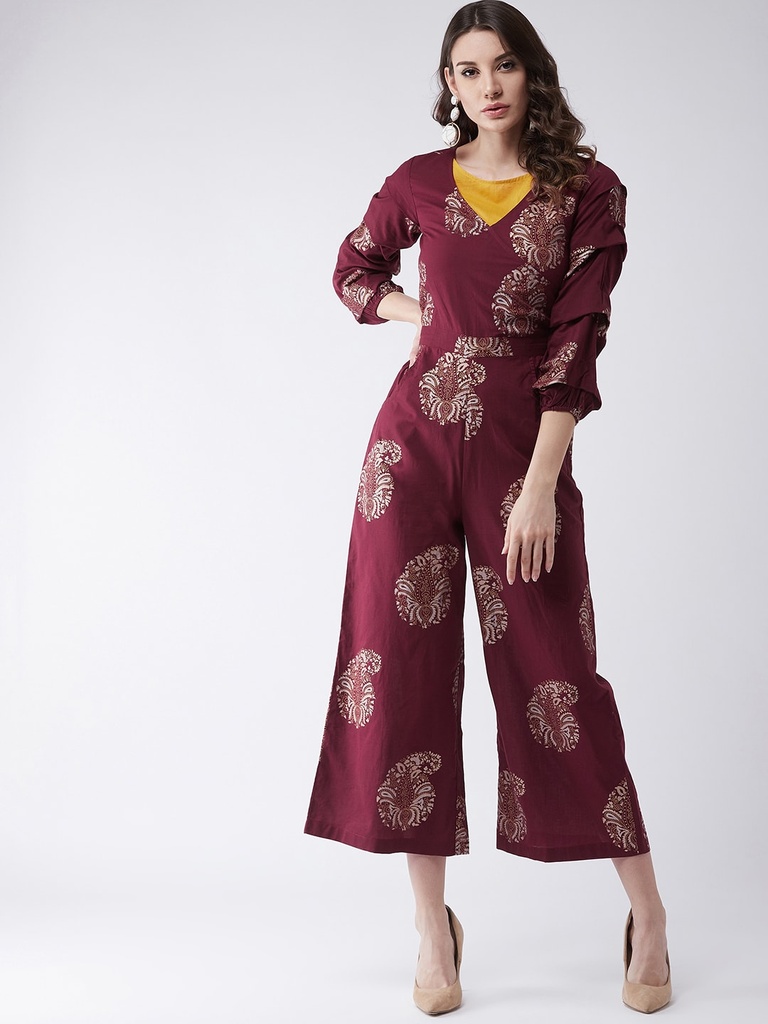 Maroon Foil Glam Jumpsuit