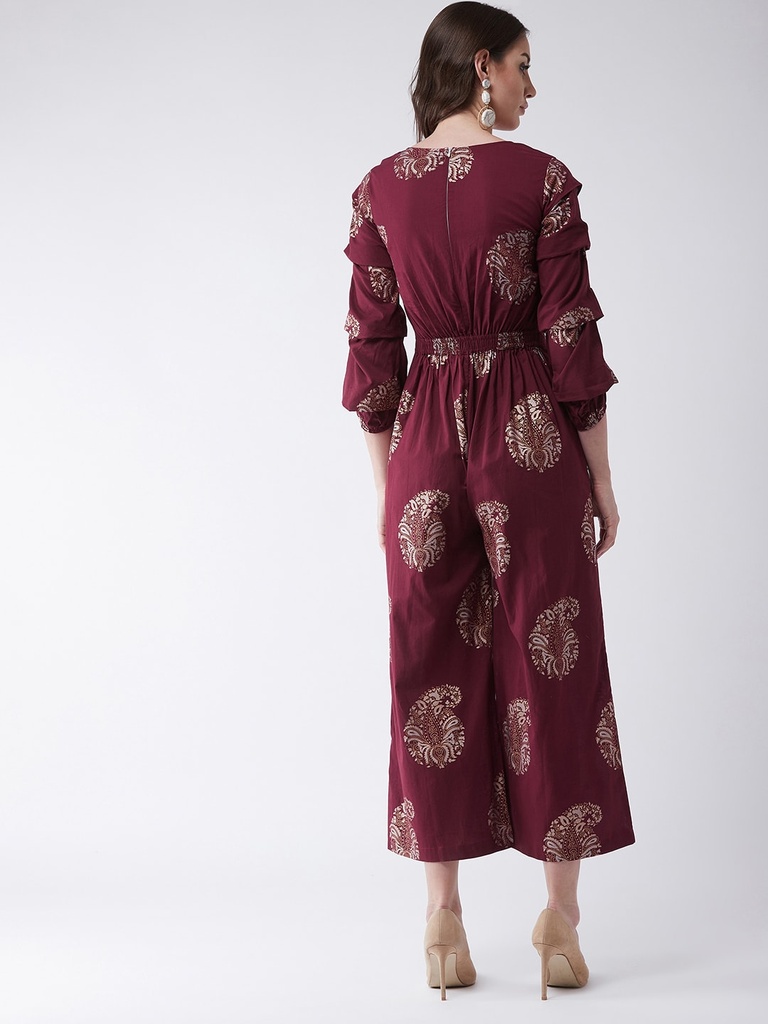 Maroon Foil Glam Jumpsuit
