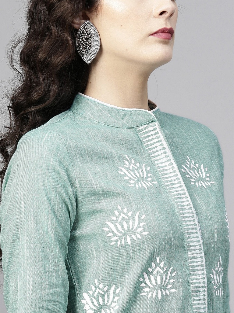 Green Lotus Chambray Kurta