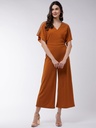 Embellished Solid Overlap Jumpsuit