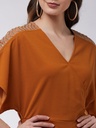 Embellished Solid Overlap Jumpsuit