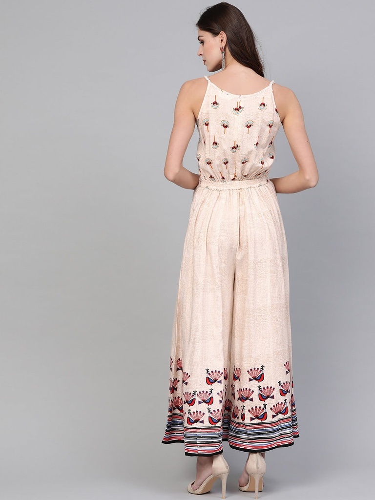 Peacock Flare Printed Jumpsuit