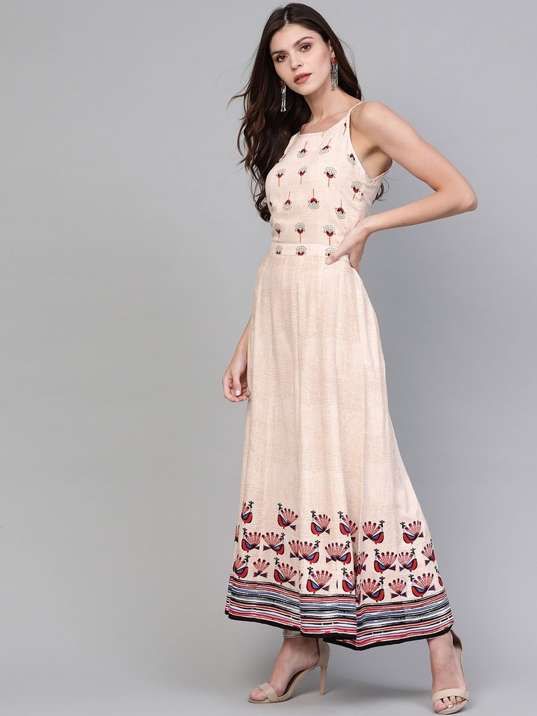 Peacock Flare Printed Jumpsuit