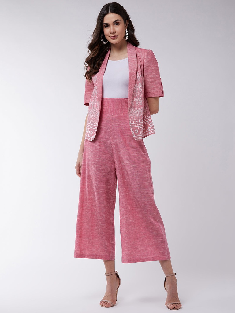 Chambray High-Waist Blazer Pant Set