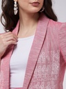Chambray High-Waist Blazer Pant Set
