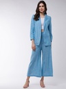 Chambray Long Blazer-Pant Set