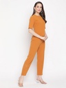 Solid Mustard Tonal Top And Pant Set