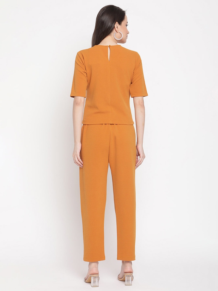 Solid Mustard Tonal Top And Pant Set