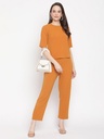 Solid Mustard Tonal Top And Pant Set