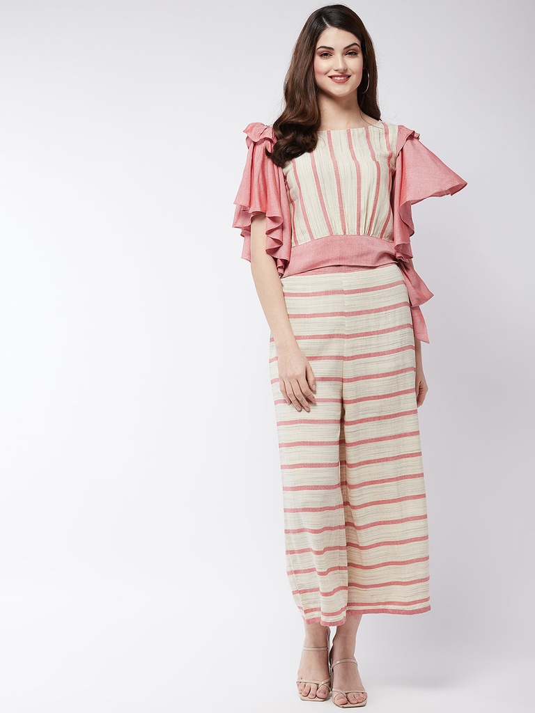 Pastel Stripe Ruffle Top & Pants