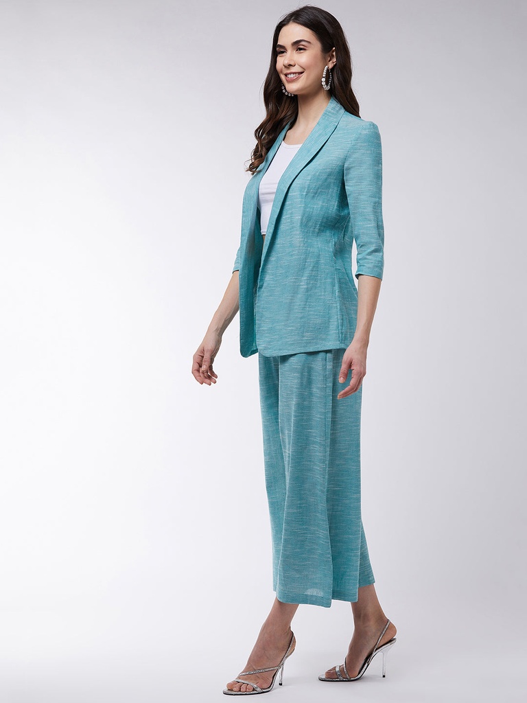 Chambray Long Blazer & Pant Set
