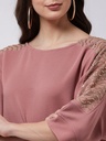 Shimmer Detailed Solid Loose Top Pant Set 