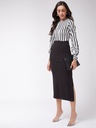 Fitted Dress with Monocromatic Stripe
