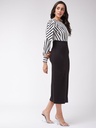 Fitted Dress with Monocromatic Stripe