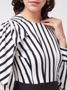 Fitted Dress with Monocromatic Stripe
