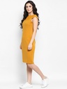 Self Striped Solid Dress With Cap Sleeves