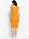 Self Striped Solid Dress With Cap Sleeves