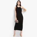 Incut Fitted Solid Midi Dress