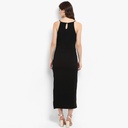 Incut Fitted Solid Midi Dress