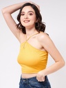 Neck Rib Halter Solid Crop Top