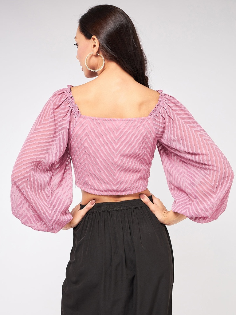 Self Design Baggy Sleeve Crop Top