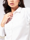 Cuff Lace Solid Shirt Top