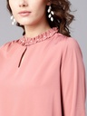 Pearl Embellished Ruffled Collar Top