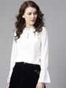 Pearl Embellished Ruffled Collar Top