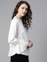 Pearl Embellished Ruffled Collar Top