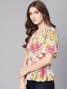 Printed Floral Linear Overlap Top