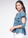 Overlap Flared Sleeves Top